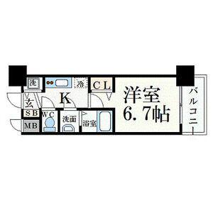 プレサンス丸の内流雅(1K/7階)の間取り写真