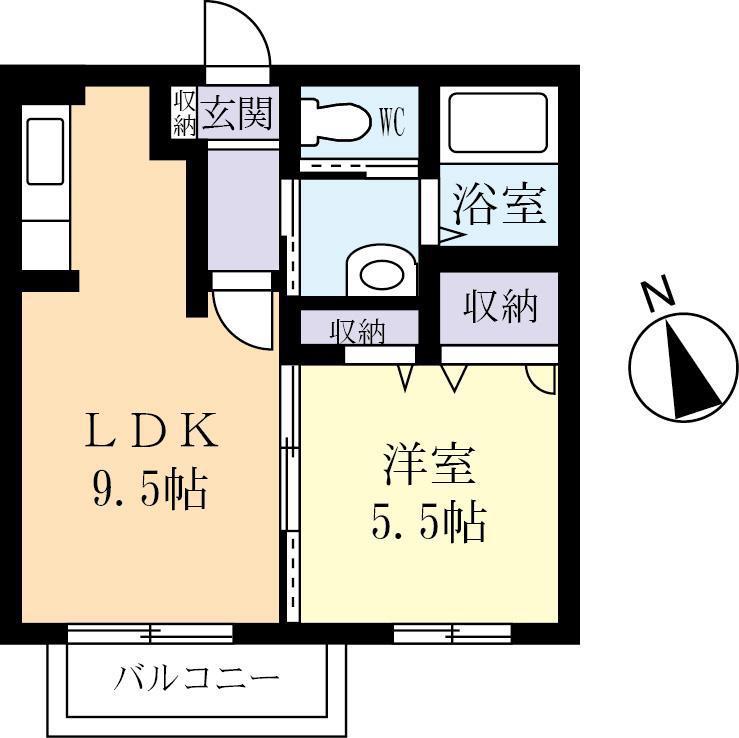 シャルムA(1LDK/1階)の間取り写真
