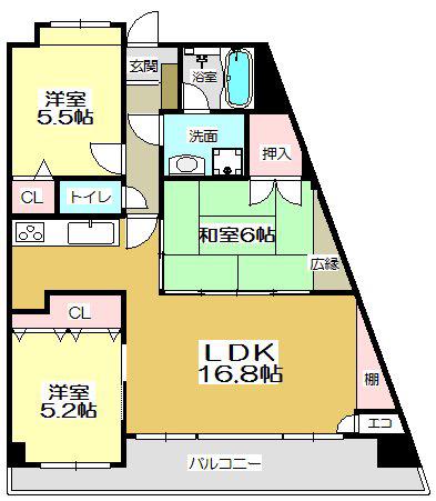 ニューガイア四季彩の丘C棟(3LDK/3階)の間取り写真