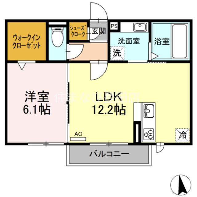 D-ROOM栄(1LDK/2階)の間取り写真