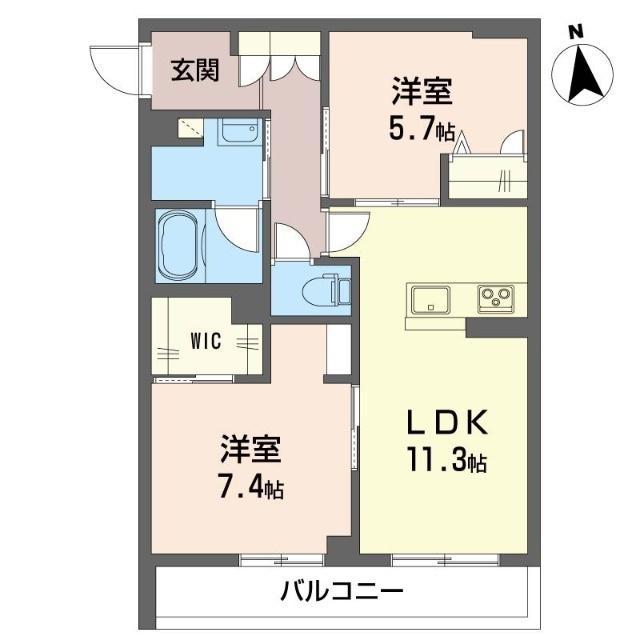シャーメゾン湘南茅ヶ崎香川(2LDK/3階)の間取り写真