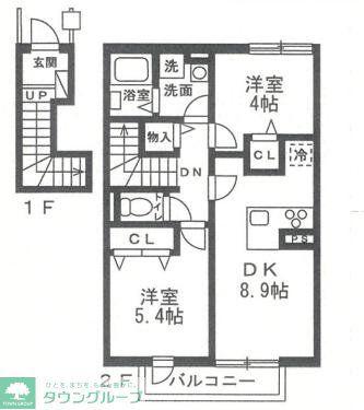 川崎市麻生区高石3丁目PJ(2DK/2階)の間取り写真
