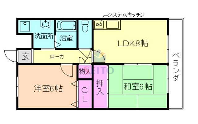コウジィーコート(2DK/3階)の間取り写真