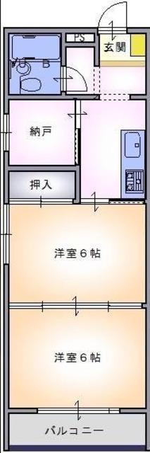 マツヤマンション(2K/2階)の間取り写真