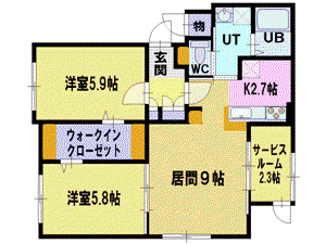 SPHERE YAYOI I(2SLDK/3階)の間取り写真