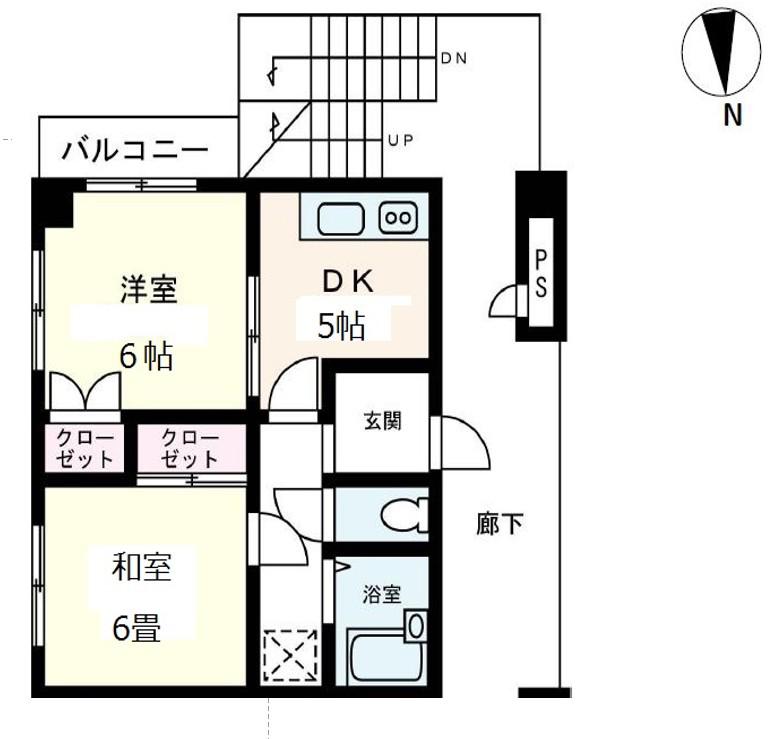 ルセーヌ阿佐ヶ谷(2DK/3階)の間取り写真
