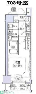 アイル東京向島参番館(1K/2階)の間取り写真