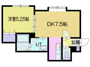 カーズ運河公園(1LDK/1階)の間取り写真