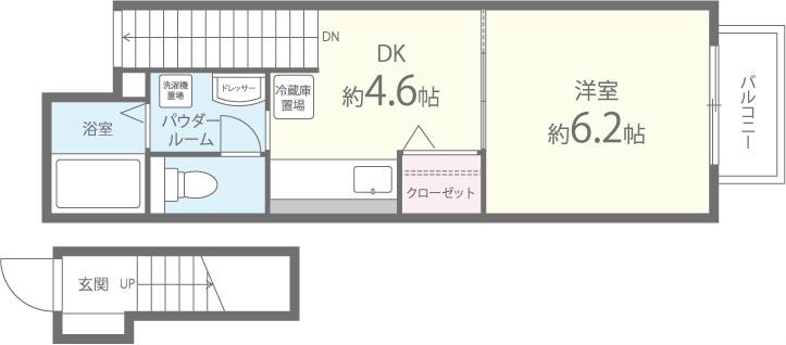 エスポワール久米田(1DK/2階)の間取り写真