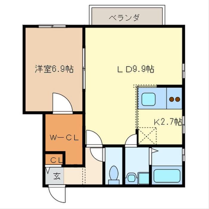 ミルクリーク(1LDK/2階)の間取り写真