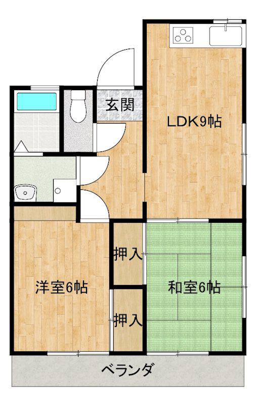 十文字ハイツ(2LDK/1階)の間取り写真