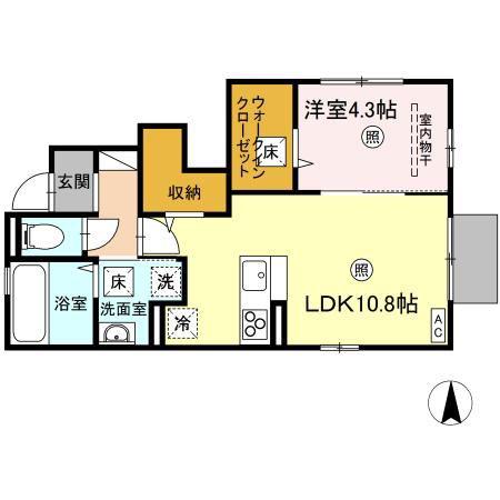 D-ROOM勅使II(1LDK/1階)の間取り写真