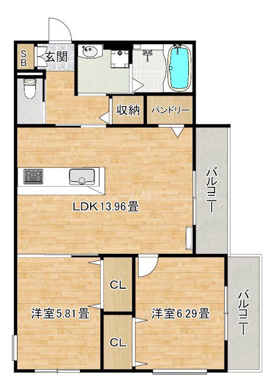 FORESTA小町(2LDK/3階)の間取り写真