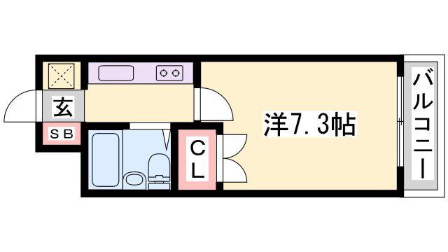 ジュネス姫路II(1K/3階)の間取り写真