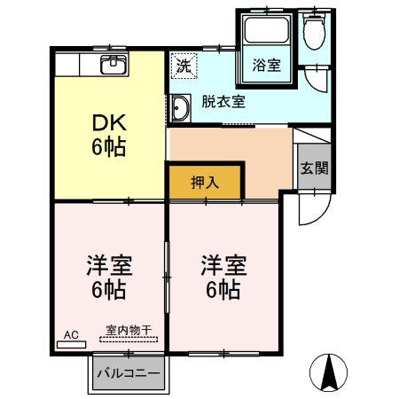 コーポシグマ(2DK/1階)の間取り写真