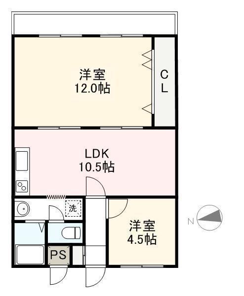メゾン上之町(2LDK/3階)の間取り写真