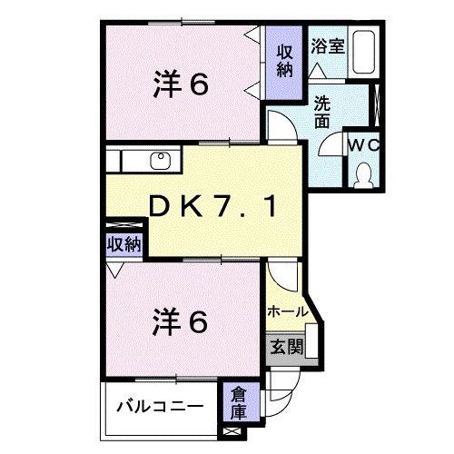 パルテールA(2DK/1階)の間取り写真