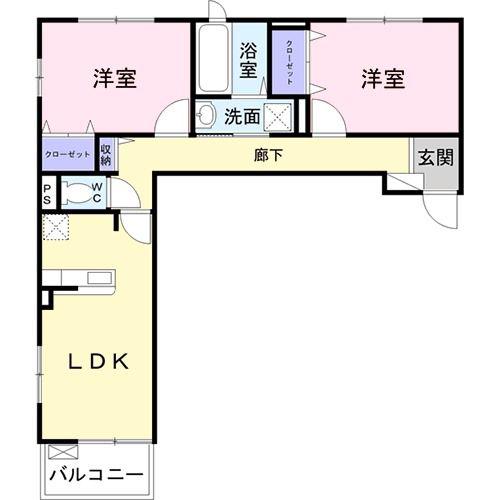 キャトルセゾンVI・B(2LDK/2階)の間取り写真