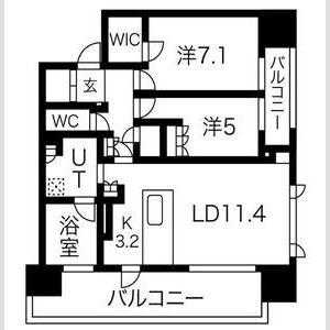 ローレルアイ泉(2LDK/6階)の間取り写真
