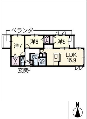 BELL TREES 藤ヶ丘(3LDK/2階)の間取り写真