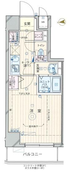 SHOKEN RESIDENCE東京八広(1K/5階)の間取り写真