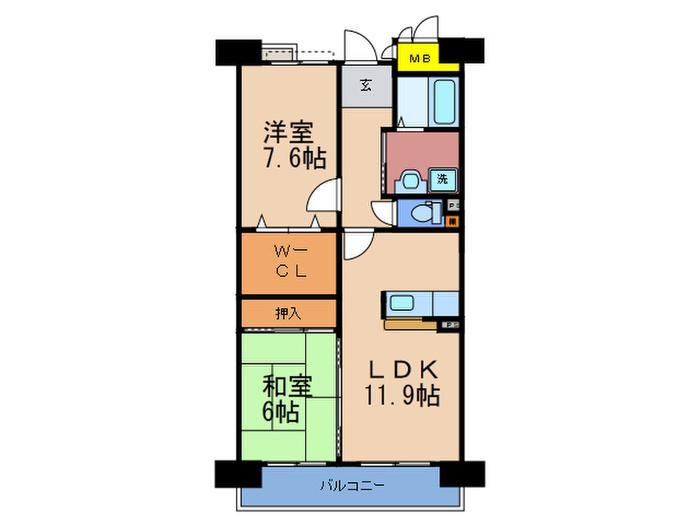 メイビスタ大淀(2LDK/2階)の間取り写真