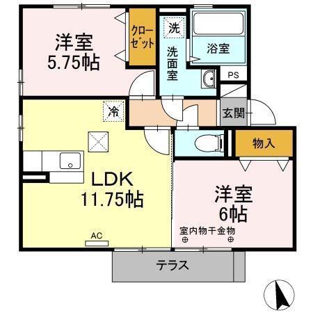 ボスコルーチェ(2LDK/1階)の間取り写真