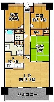 サンディ・パークス III番館(3LDK/16階)の間取り写真