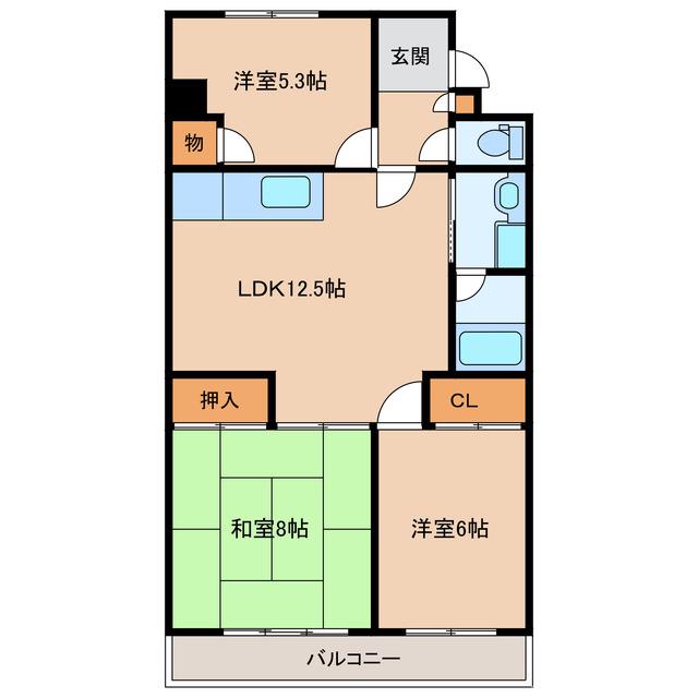 コーポ石井(3LDK/4階)の間取り写真