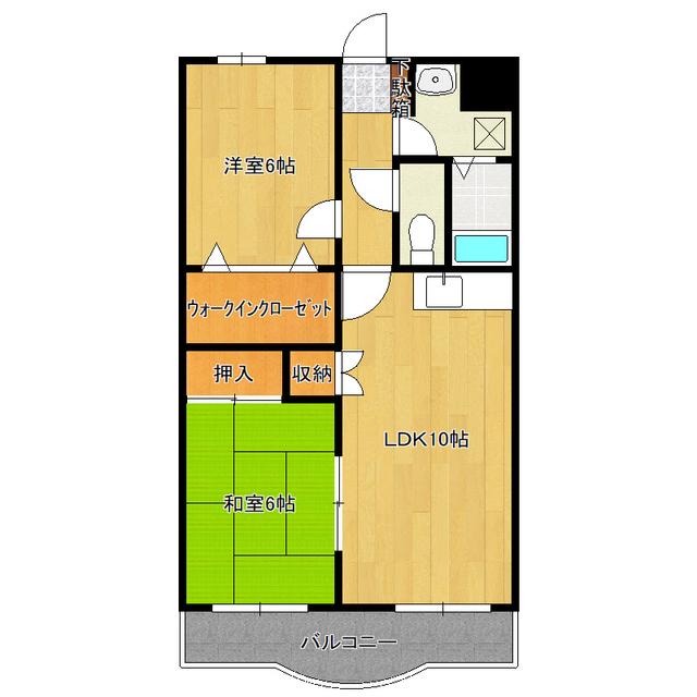 三島屋マンション(2LDK/3階)の間取り写真