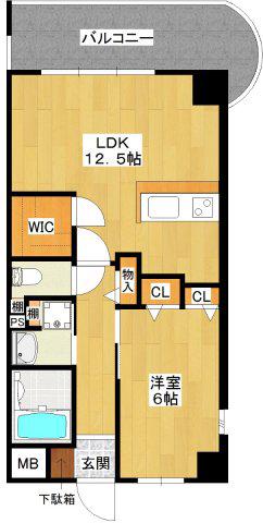 ウェリントンII(1LDK/3階)の間取り写真