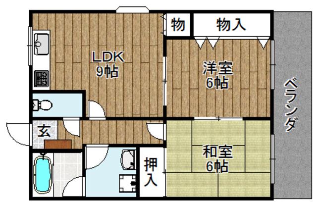 第2グロワール久住(2DK/1階)の間取り写真