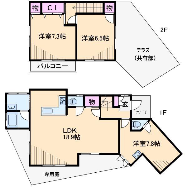 ビサイド日吉アネックス(3LDK/1階)の間取り写真