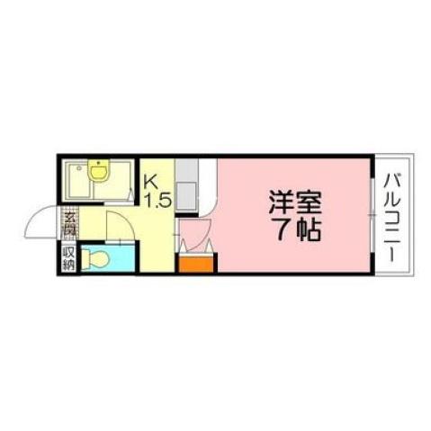 エステートベネフィット桑原(1K/1階)の間取り写真