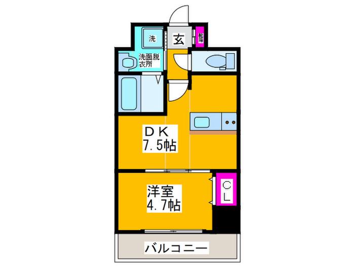 クローバーメゾン我孫子(1DK/3階)の間取り写真