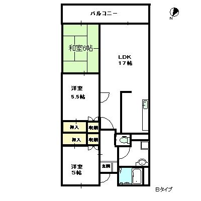 BESPOKE西金沢(3LDK/3階)の間取り写真