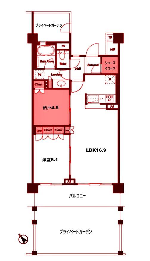 ブローテ大倉山(1SLDK/1階)の間取り写真