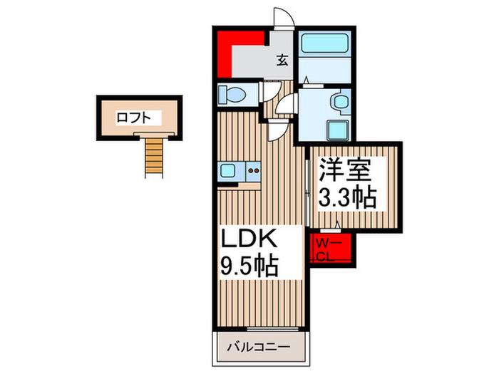 川口市鳩ケ谷緑町1丁目I(1LDK/3階)の間取り写真