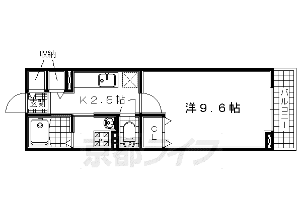 ルミエールエイメイ(1K/2階)の間取り写真