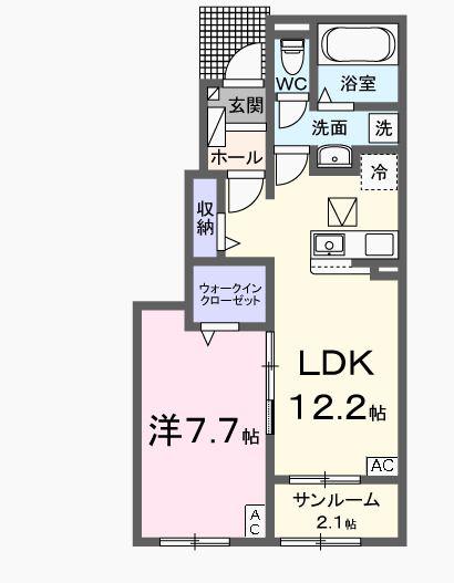 リアン・ノード(1LDK/1階)の間取り写真
