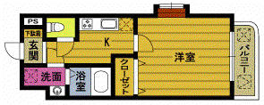 アムール羽屋(1K/3階)の間取り写真