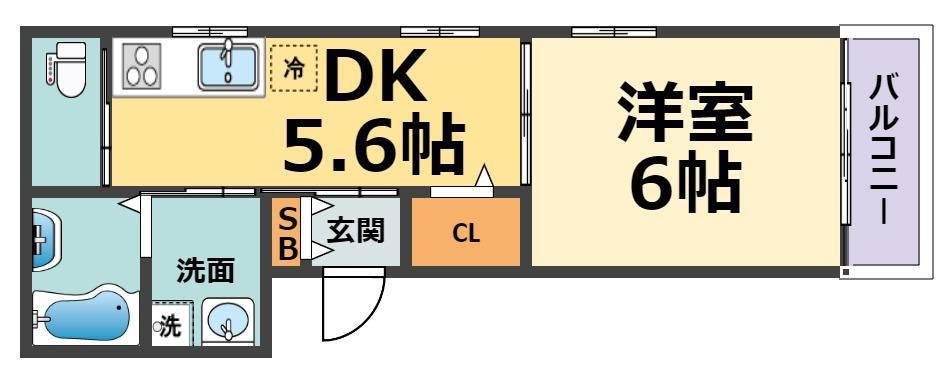 D-ROOM甲子園(1DK/1階)の間取り写真