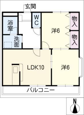 コーポスクエア(2LDK/2階)の間取り写真