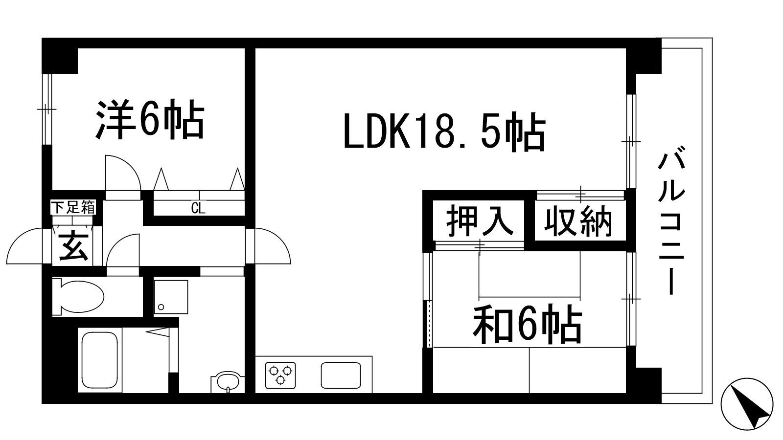 篠崎マンション(2LDK/1階)の間取り写真