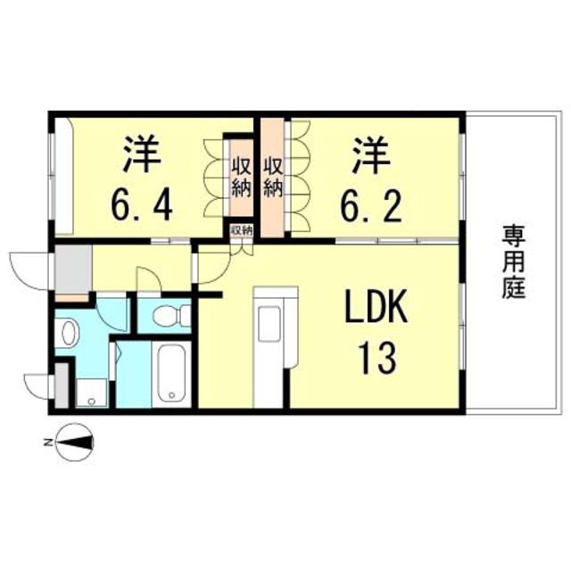 マウントック・レオ(2LDK/1階)の間取り写真