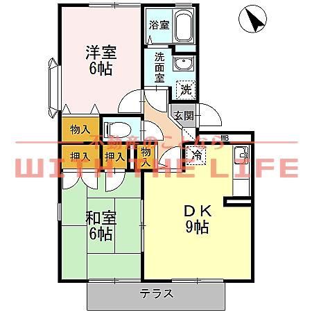 ニューライフつぶく(2LDK/1階)の間取り写真