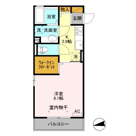 ペンバレー(1K/2階)の間取り写真