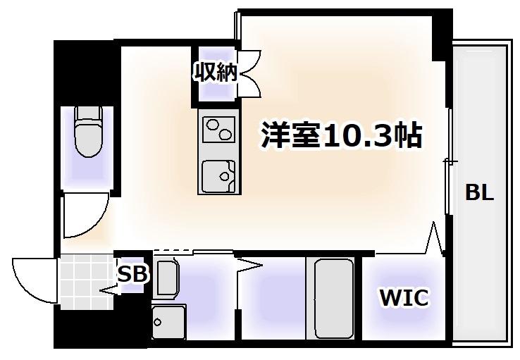 OAK弥栄夕陽丘(ワンルーム/11階)の間取り写真
