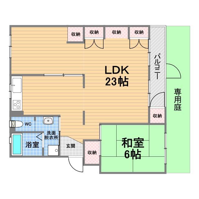 渦ヶ森コーポ7号館(1LDK/1階)の間取り写真