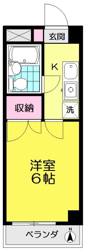 インペリアル(1K/1階)の間取り写真